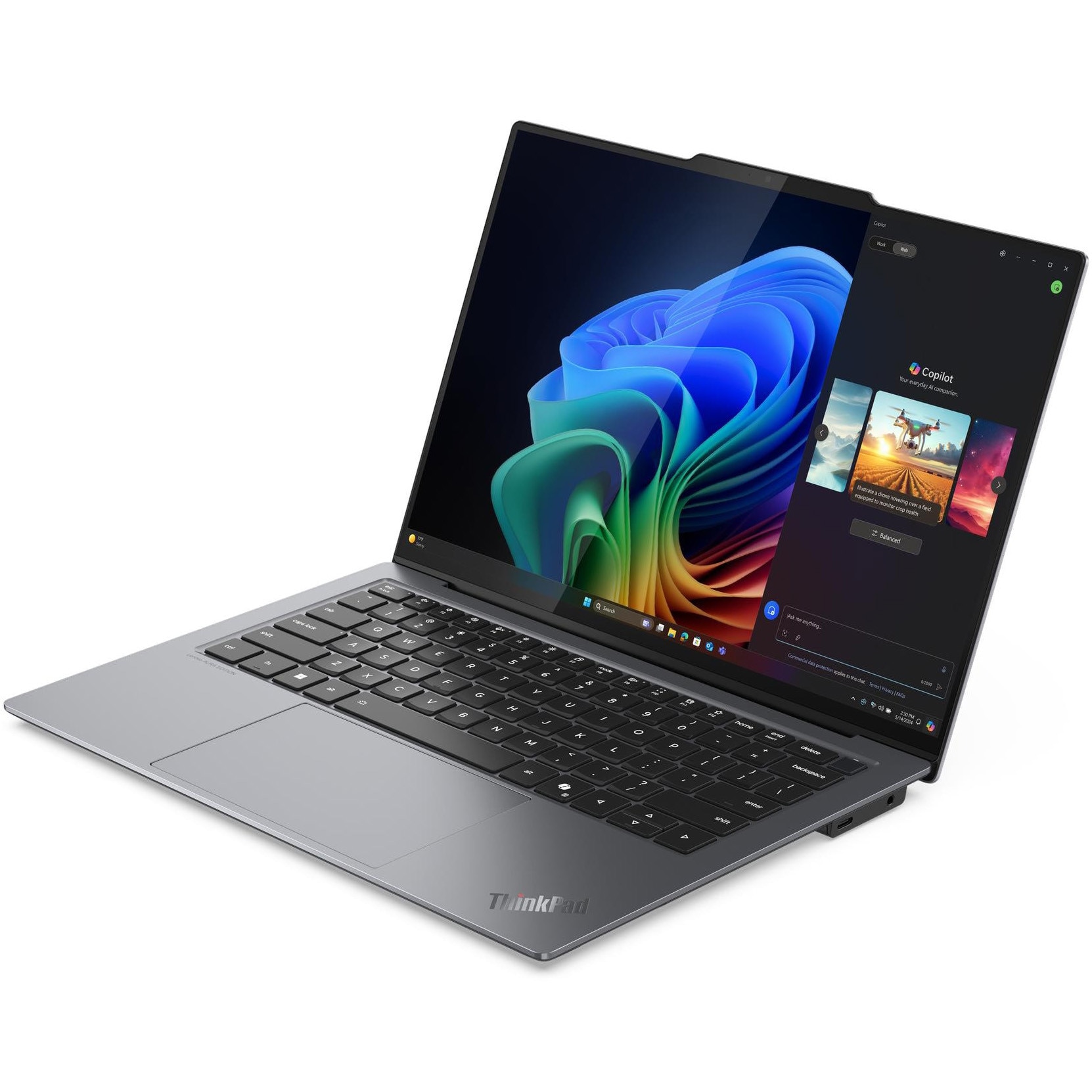 Laptop Lenovo ThinkPad X9-14 Gen 1 Aura Edition cu procesor Intel Core™ Ultra 7 258V pana la 4.80 GHz, 14" WUXGA OLED 400nits, 32GB RAM, 512GB SSD, Intel® Arc™ Graphics 140V, Windows 11 Pro, Grey, 3-year, Courier or Carry-in