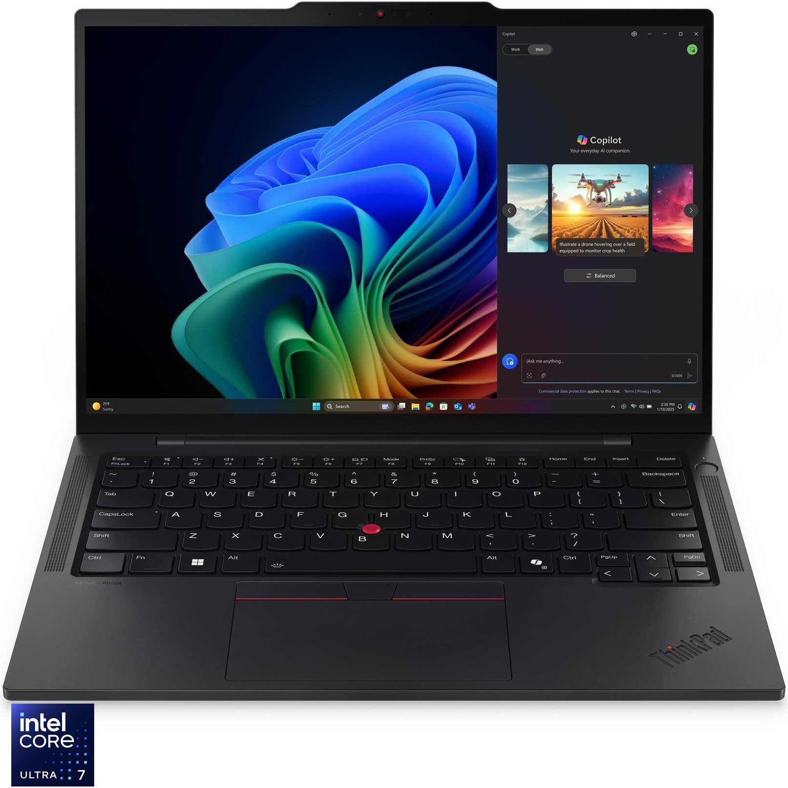 Laptop Lenovo ThinkPad T14s Gen 6 cu procesor Intel Core™ Ultra 7 265U pana la 5.30 GHz, 14" 2.8K OLED Touch, 64GB RAM, 1TB SSD, Intel® Graphics, Windows 11 Pro, Black, 3-year, Courier or Carry-in