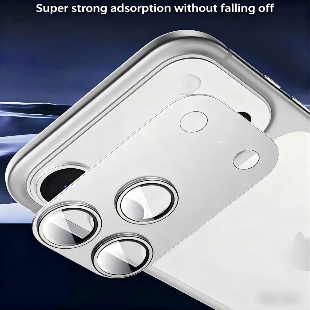 Folie Protectie Camera compatibila cu iPhone 17 Pro Max, Full Cover, Protectie Profesionala, Sticla temperata 9H, Ultra HD, Anti Amprente, Anti Zgarieturi, Anti Socuri, Argintiu