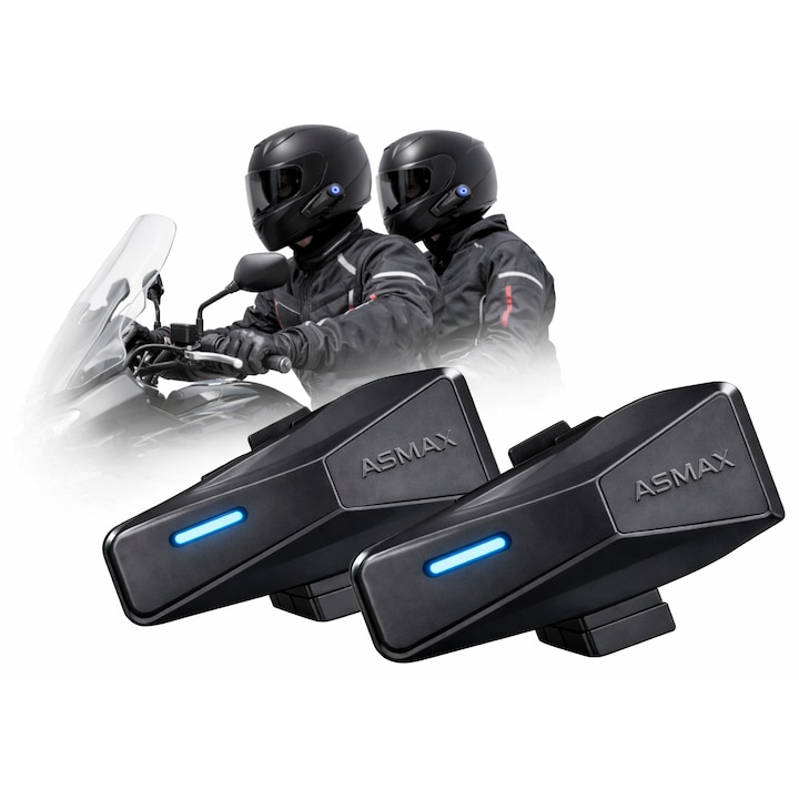 Intercom moto Farrot Rider PRO+ S2, Bluetooth 5.4, tehnologie Mesh, IPX7, 2-8 utilizatori, pachet 2 bucati