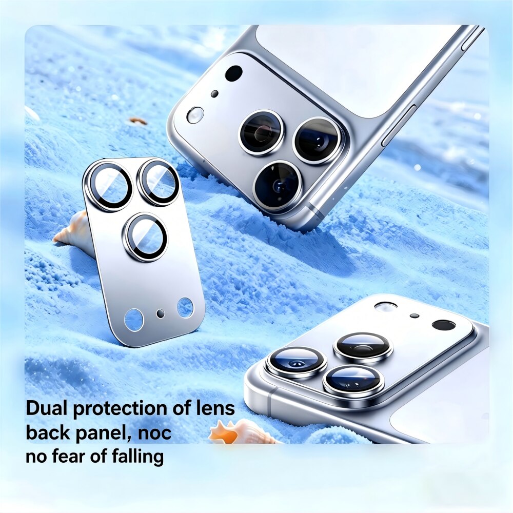 Folie Protectie Camera compatibila cu iPhone 17 Pro, Full Cover, Protectie Profesionala, Sticla temperata 9H, Ultra HD, Anti Amprente, Anti Zgarieturi, Anti Socuri, Argintiu