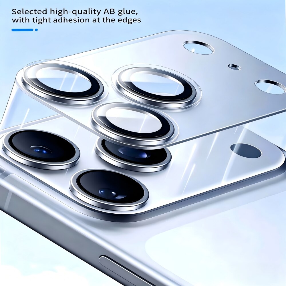 Folie Protectie Camera compatibila cu iPhone 17 Pro, Full Cover, Protectie Profesionala, Sticla temperata 9H, Ultra HD, Anti Amprente, Anti Zgarieturi, Anti Socuri, Argintiu