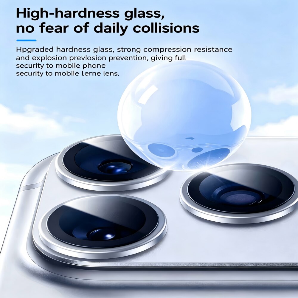 Folie Protectie Camera compatibila cu iPhone 17 Pro, Full Cover, Protectie Profesionala, Sticla temperata 9H, Ultra HD, Anti Amprente, Anti Zgarieturi, Anti Socuri, Argintiu