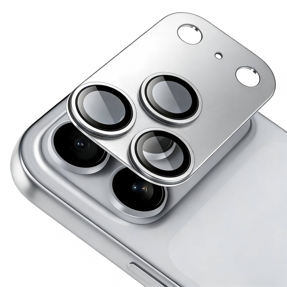Folie Protectie Camera compatibila cu iPhone 17 Pro, Full Cover, Protectie Profesionala, Sticla temperata 9H, Ultra HD, Anti Amprente, Anti Zgarieturi, Anti Socuri, Argintiu