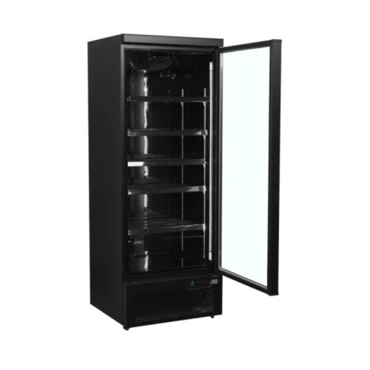 Vitrina frigorifica Tefcold C1DBB, 1 usa sticla, 614/459L, -1/+10°C, R290, Negru RAL9005, 750x710x2003 mm