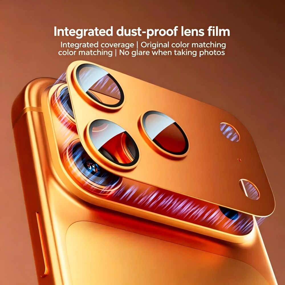 Folie Protectie Camera compatibila cu iPhone 17 Pro, Full Cover, Protectie Profesionala, Sticla temperata 9H, Ultra HD, Anti Amprente, Anti Zgarieturi, Anti Socuri, Portocaliu