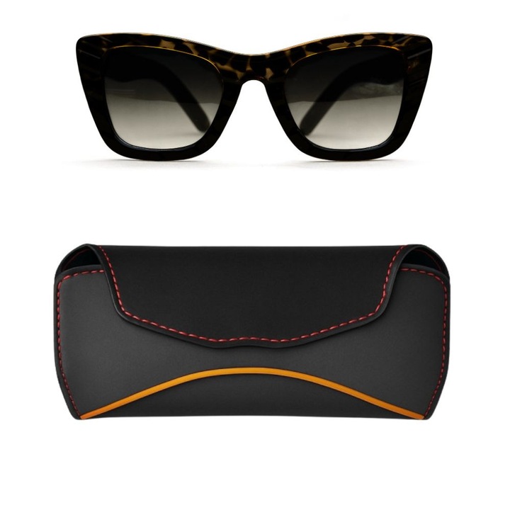 Suport Ochelari Auto, VistaDrive Elite, Fixare pe Parasolar cu Cleme, Piele Ecologica, ABS, Design Elegant, Utilizare cu o Singura Mana, Protectie Interior Fin, Universal pentru Orice Masina, Negru Intens