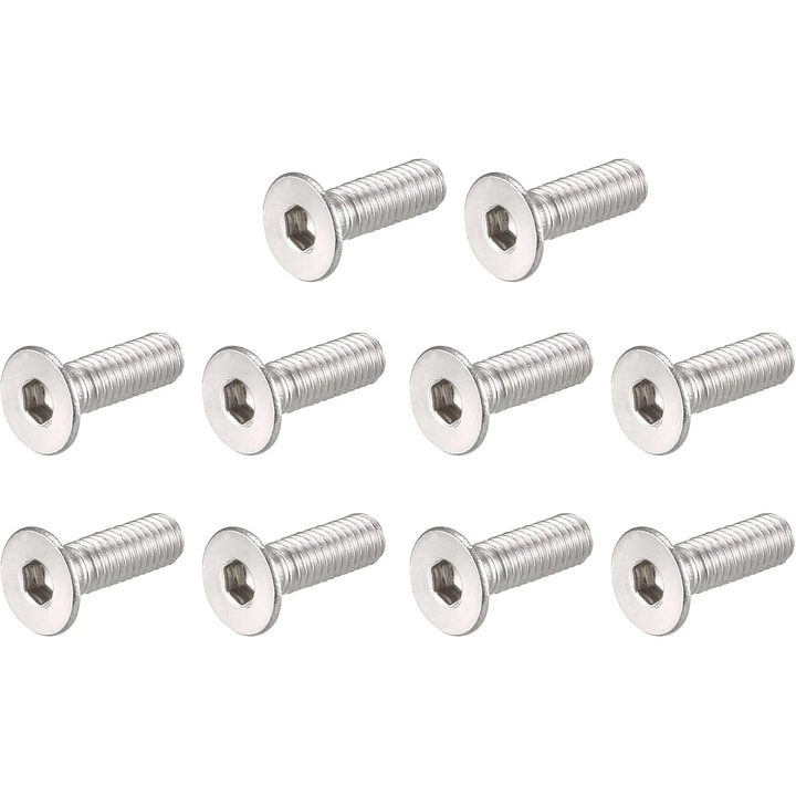 Şurub Hexagon UXCELL M3x10mm, set 100 buc, inox, argintiu