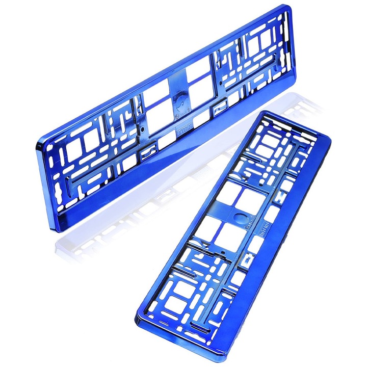 Suport Numar Inmatriculare Auto, Material Lacuit Metalizat, Montare Usoara, Rezistenta la Intemperii, Universal, Albastru