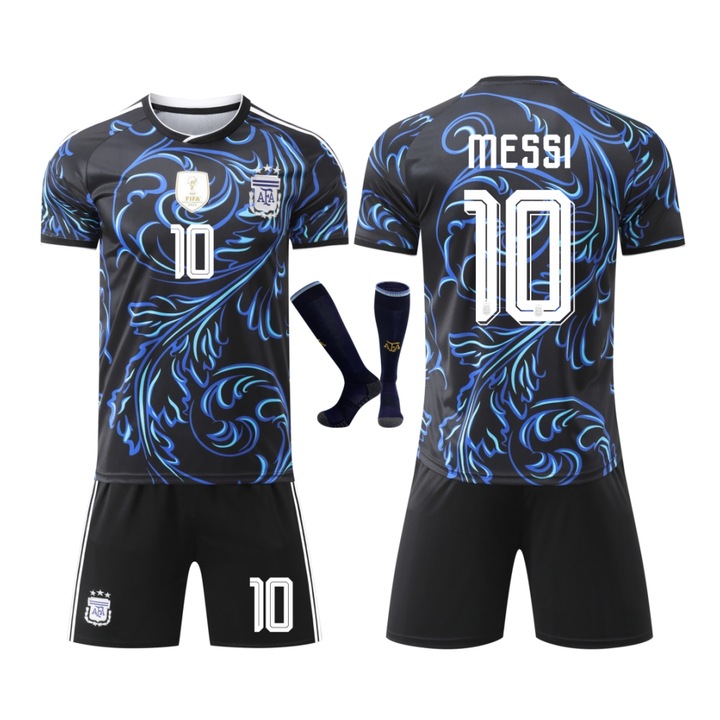 Echipament sportiv copii Cupa Mondial, Argentina Messi Tricou de Fotbal, Negru