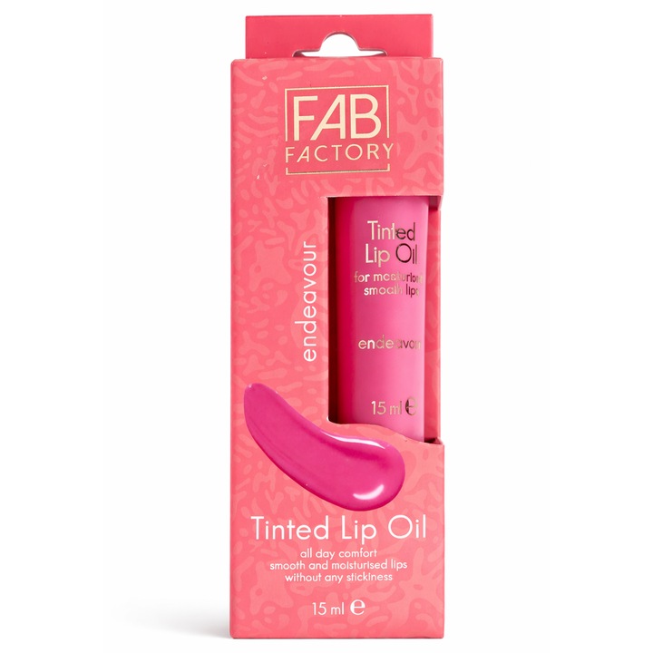 Ulei de Buze Colorat FAB Factory, 15 ml, Hidratant, Efect Lucios, Buze Catifelate si Stralucire Naturala