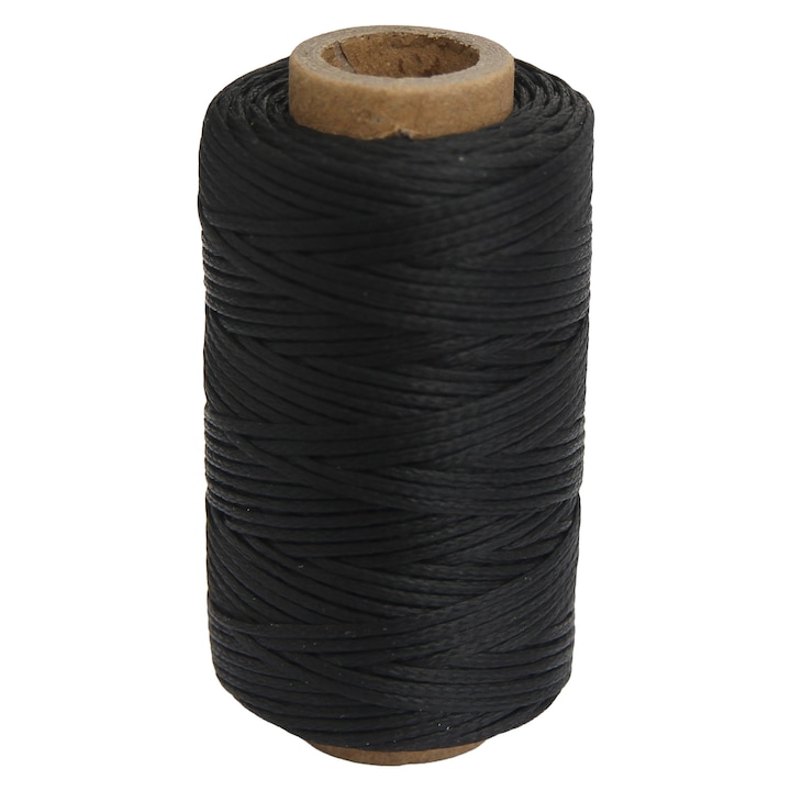 Ata de cusut piele cerata, 1 mm, 50m, Negru