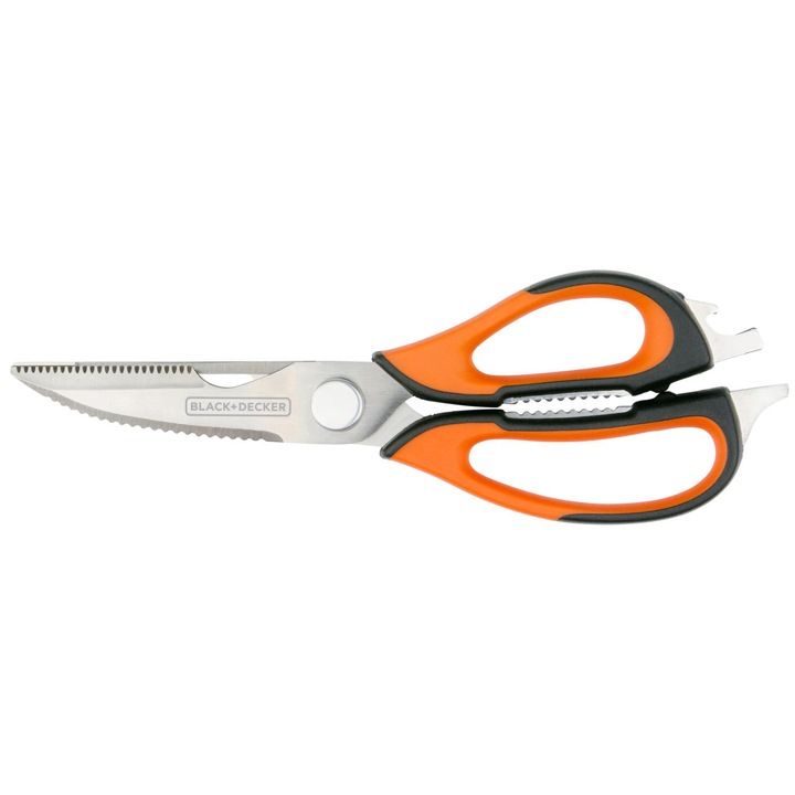 Foarfeca multifunctionala, Black & Decker, Lame serate, 23 x 8 cm, Portocaliu