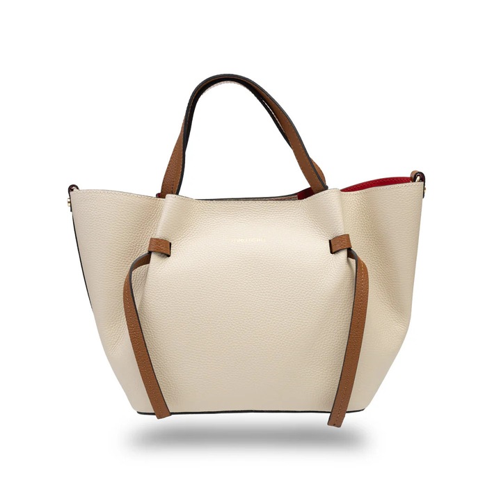 Чанта за жени Toro Nero Loretta, естествена кожа, бежова, с регулируема презрамка