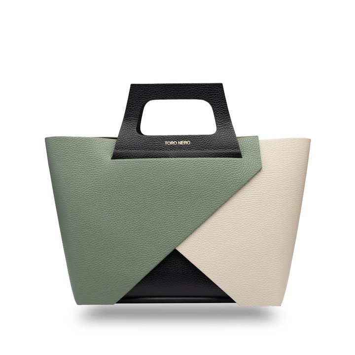 Дамска чанта Toro Nero Sophia от естествена кожа, изумрудено зелено, среден размер, с отделения