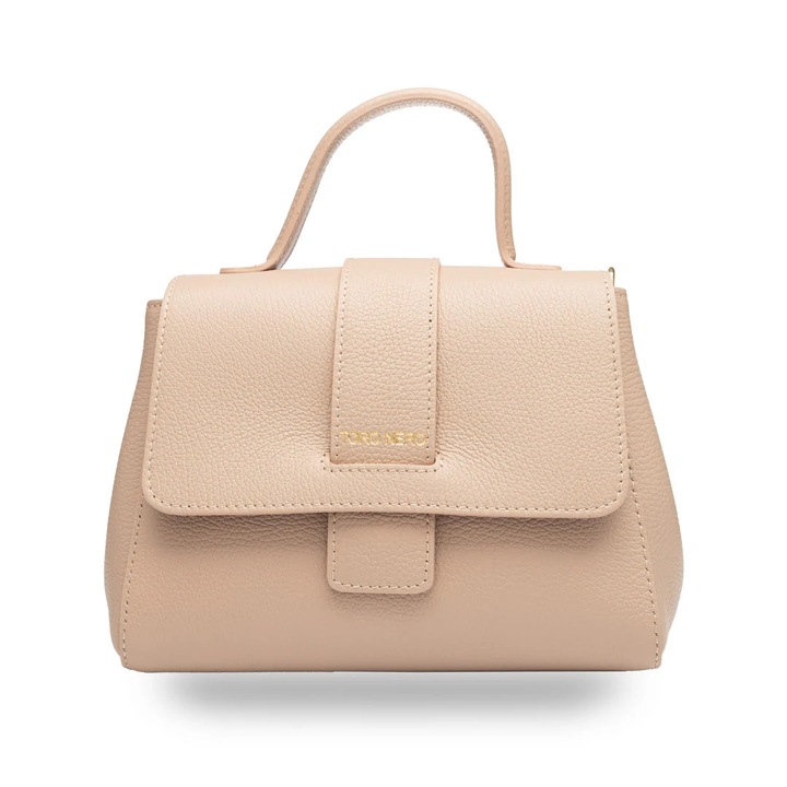 Чанта за жени, Toro Nero, бледо розова, естествена кожа, за носене на рамо