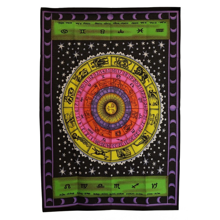 Panou de perete din bumbac, Bumbac, 70x110 cm, Panou din bumbac - Zodiac colorat