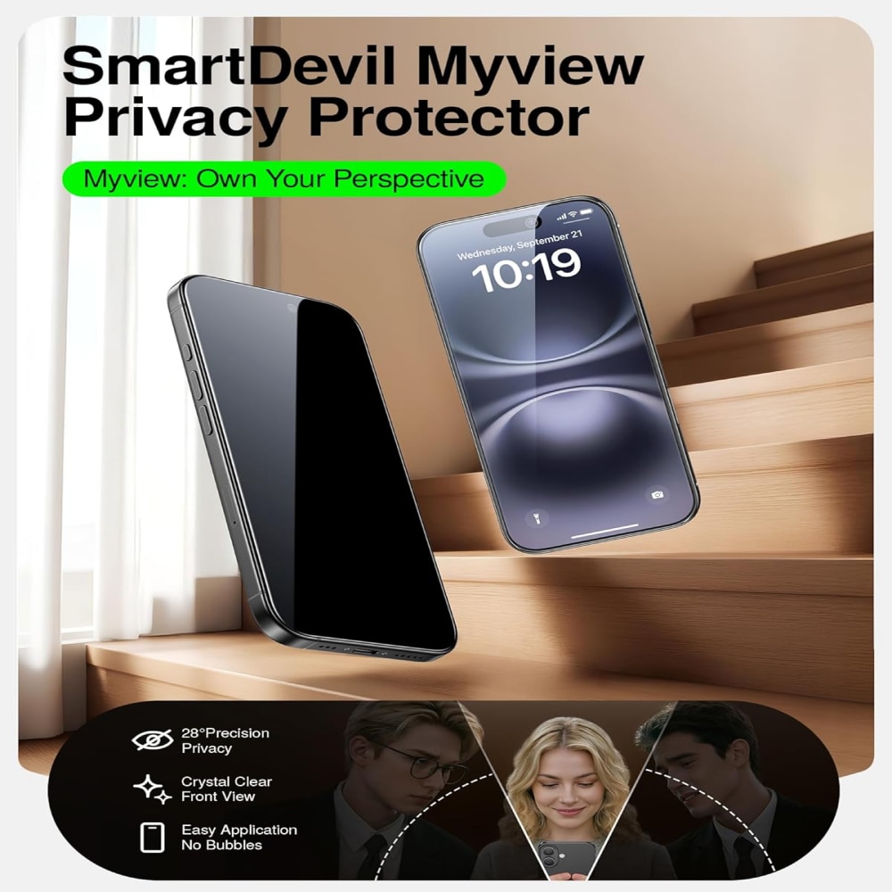 Folie de sticla securizata pentru iPhone 17pro, folie anti-vedere 360 de grade, 6,3 inch, duritate 9H, claritate inalta, compatibila cu recunoasterea faciala, folie protectie telefon anti-spionaj