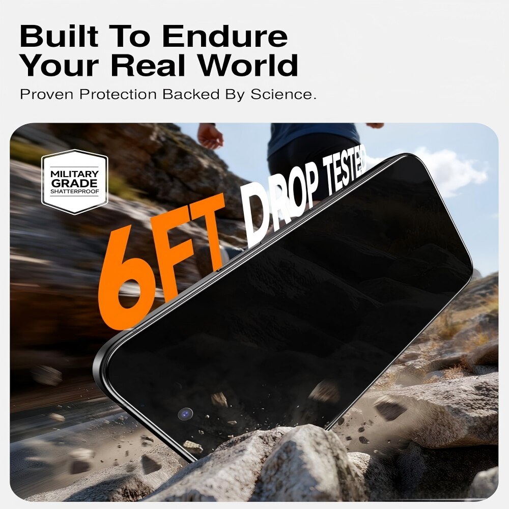 Folie de sticla securizata pentru iPhone 17pro, folie anti-vedere 360 de grade, 6,3 inch, duritate 9H, claritate inalta, compatibila cu recunoasterea faciala, folie protectie telefon anti-spionaj