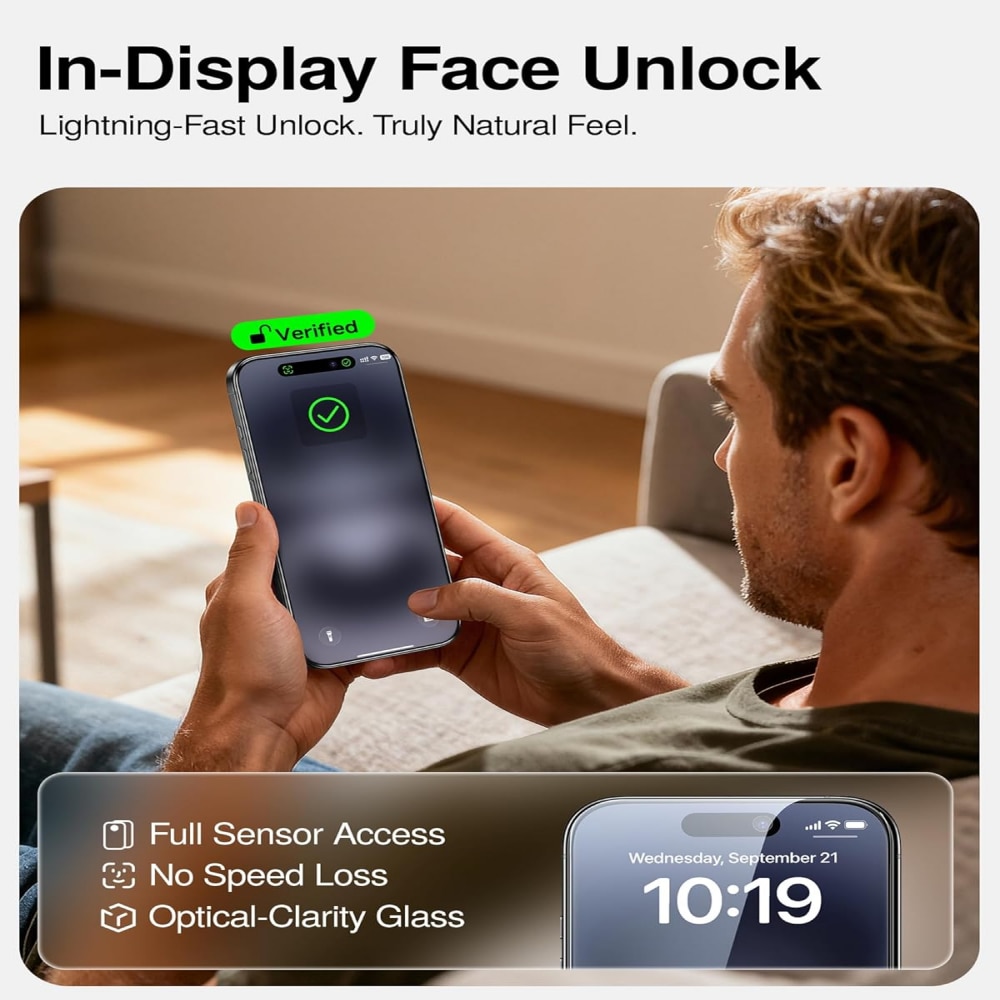 Folie de sticla securizata pentru iPhone 17pro, folie anti-vedere 360 de grade, 6,3 inch, duritate 9H, claritate inalta, compatibila cu recunoasterea faciala, folie protectie telefon anti-spionaj