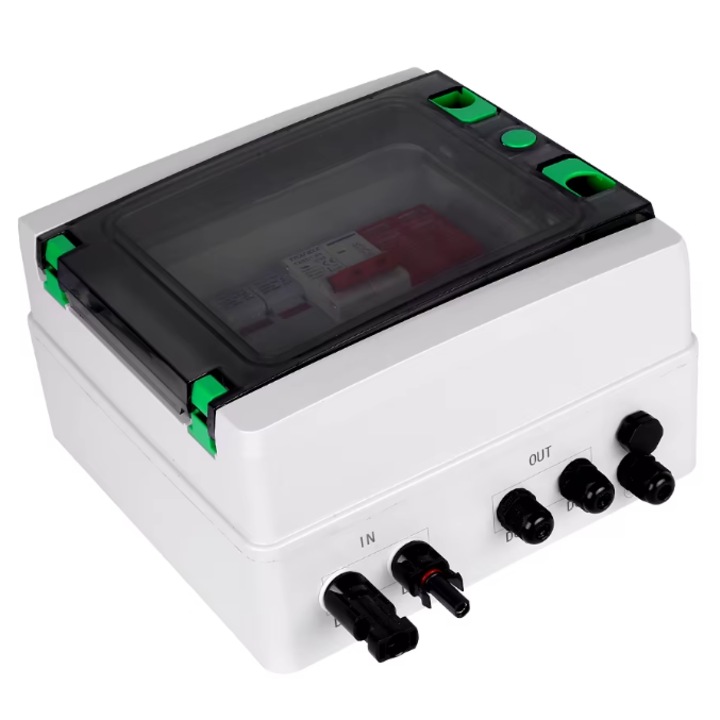 Tablou combinator DC, Secutek, 2 intrari, 1 iesire, IP65, 200x140x80mm