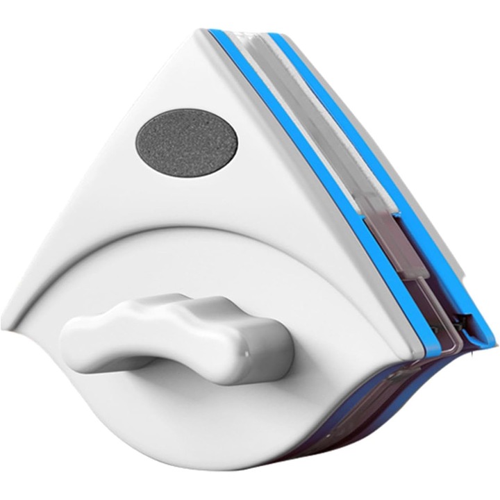 Stergator geam magnetic dublu fata, design ergonomic, functie de retinere a apei, albastru, set de accesorii de curatare 10 piese