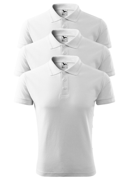 Set tricouri polo pentru barbati, Malfini Pique, Alb