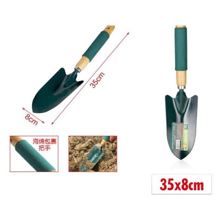 Kerti kézi ültetőlapát szivacsos markolattal és fa nyéllel 35cm Kmt TOOLS