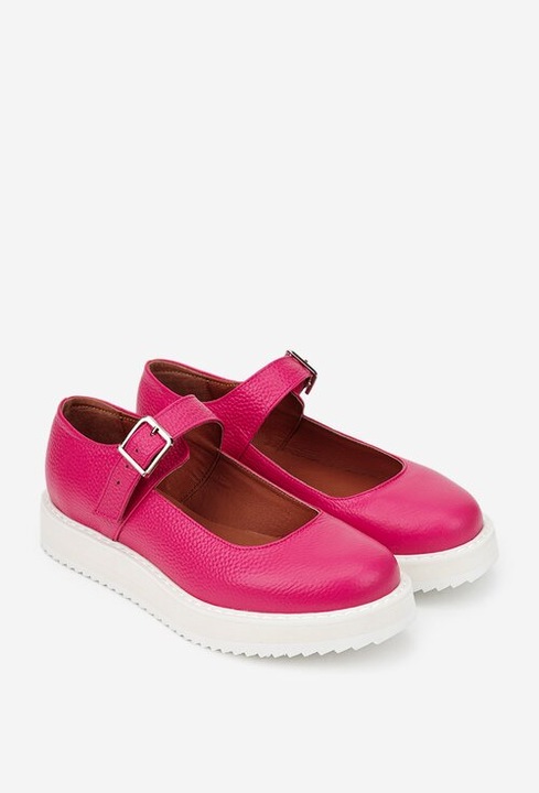 Pantofi dama fuchsia din piele texturata