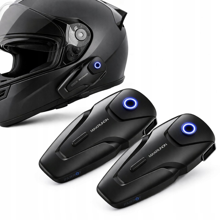 FARROT Rider X2 motoros intercom, Bluetooth 5.3, 2 felhasználó, 500 m, tiszta hang, fekete, 2 db-os csomag