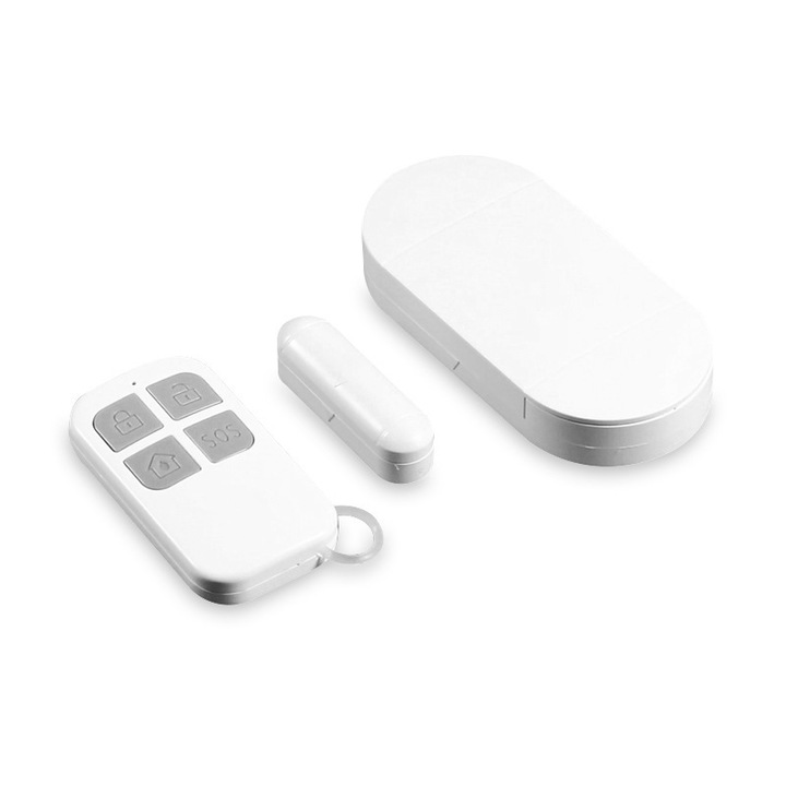 Alarma magnetica wireless pentru usi si feronerie, set 1 unitate principala si 2 telecomenzi, 130 dB, usor de instalat
