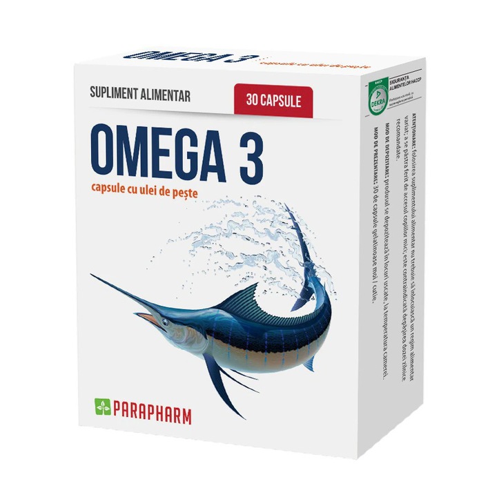 Хранителна добавка Омега 3 с рибено масло 1500mg, Parapharm, 30 капсули