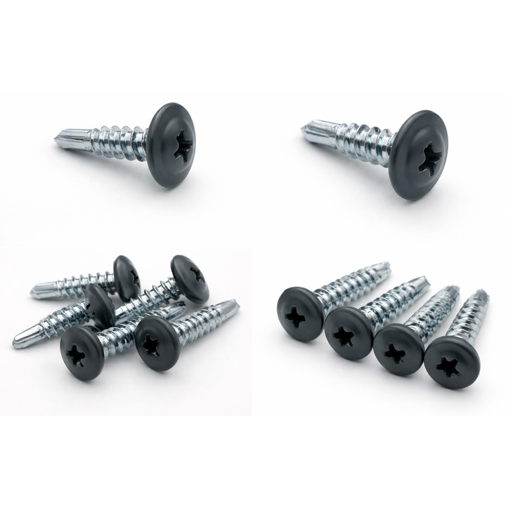 Suruburi autoforante cap plat cu saiba 4, 2x16 RAL 7016 - 250 buc