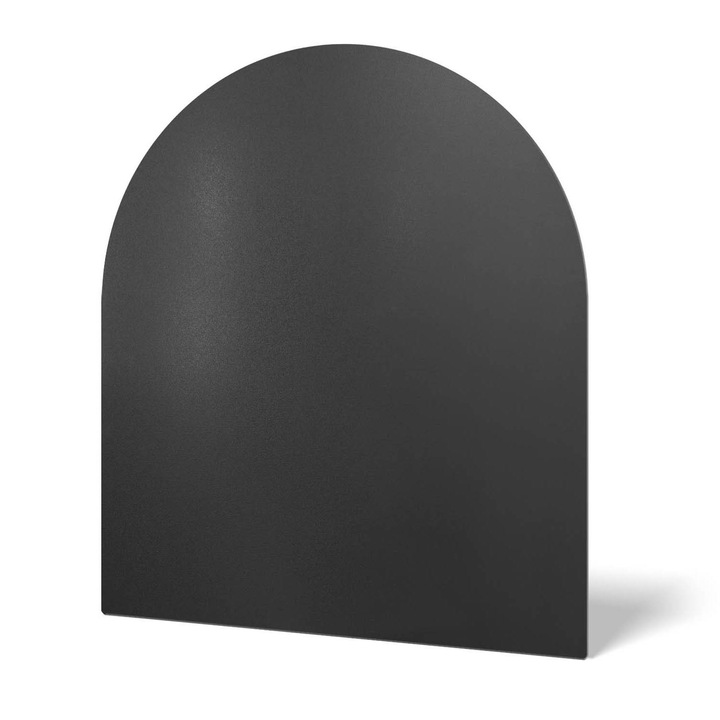 Protectie Pardoseala Pentru Semineu, Wallfluent, Oval Taiat, Negru, 80 x 90 cm, Sub Soba, Otel, 010850780220100000000