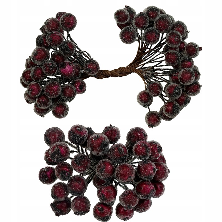 Ramura decorativa cu fructe artificiale, bordo, 15 cm, set pentru aranjamente si decoratiuni de Craciun