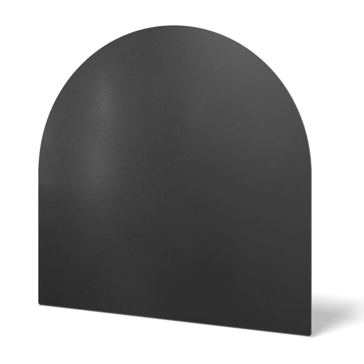Placa Pentru Semineu, Wallfluent, Oval Taiat, Negru, 100 x 100 cm, Placa Protectie Jar, Otel, 010850780050100000000