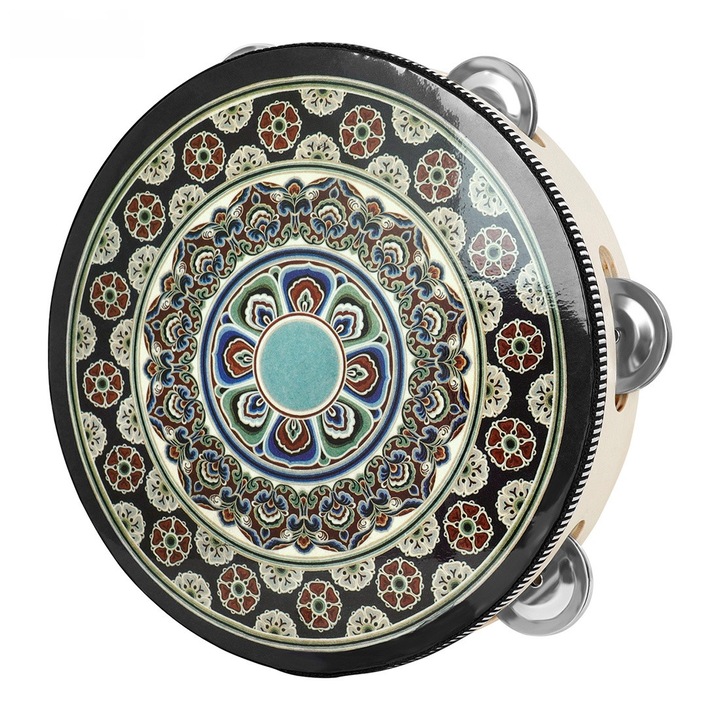 Tamburyn 20 cm, design floral, material rezistent la apa, portabil