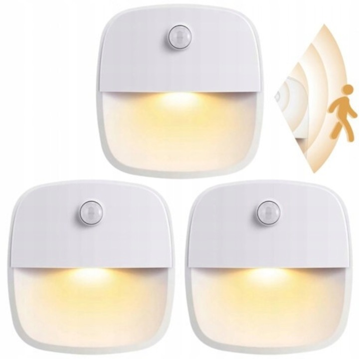 3 db LED mozgásérzékelős éjjeli lámpa szett