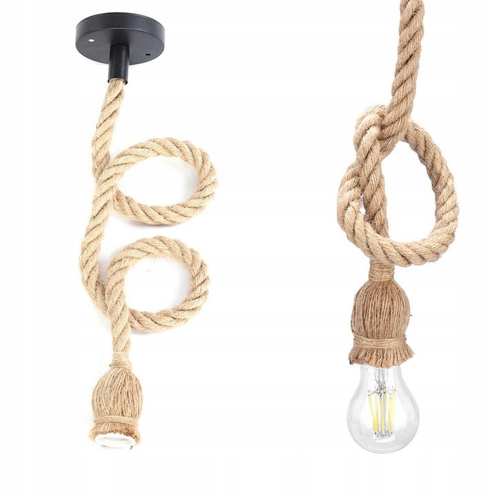 Висяща лампа, конопена вълна, 1м, E27, каки