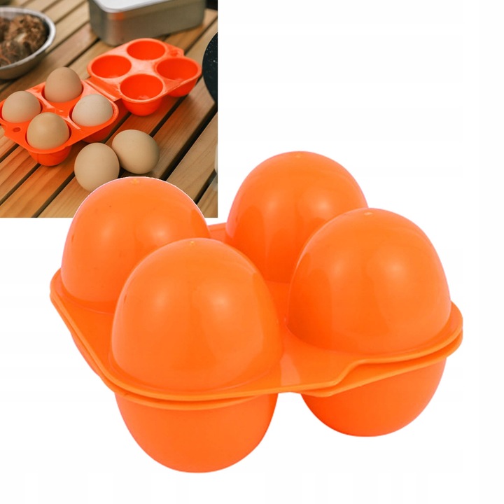 Кутия за съхранение на 4 яйца, пластмасова, компактна, за многократна употреба, 11x11x7см