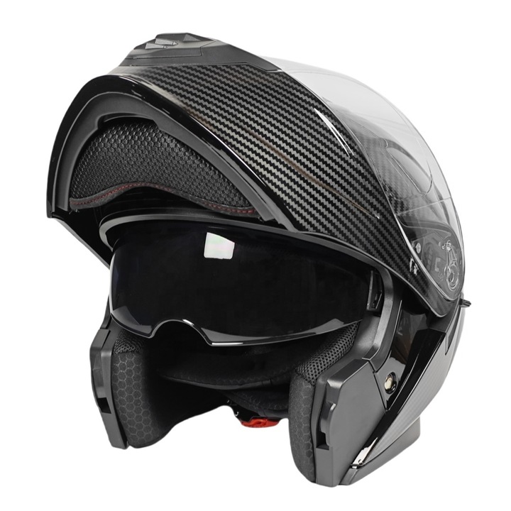Casca moto modulara BKF cu ochelari de soare integrati, ventilatie, carbon