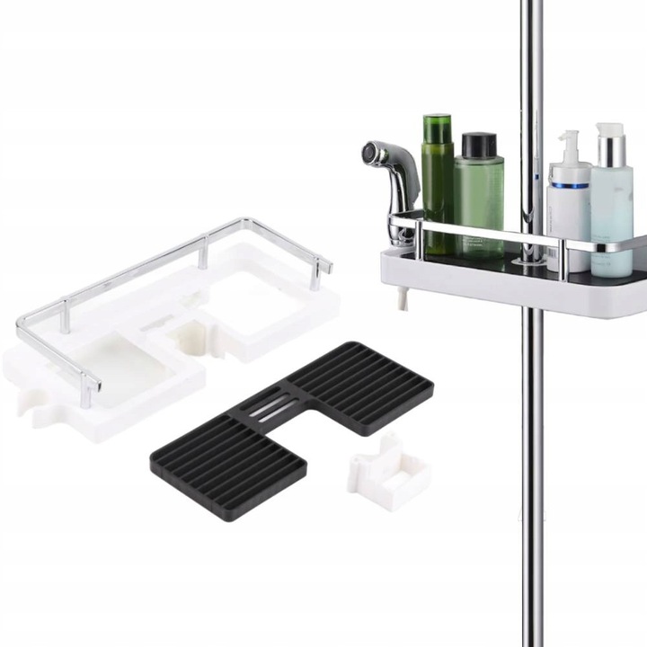 Suport pentru baie, negru, 30x12cm, din ABS, montare pe drazk prajitor de 24mm