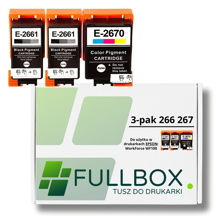3-pak cartuse de cerneala FULLBOX, negru si colorat, compatibile cu Epson WorkForce WF-100, 2x5,8ml + 1x6,7ml