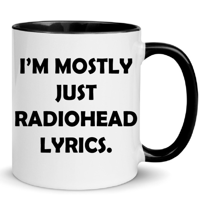 Cana Radiohead No10 330ml ceramica alba si neagra, design modern, rezistent la masina de spalat vase