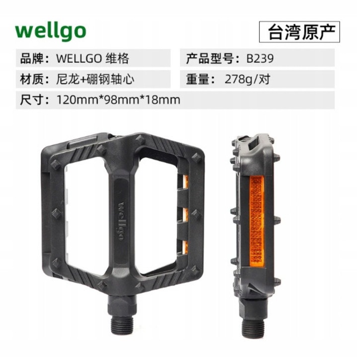 Pedale bicicleta Wellgo, nylon, duble, etansate, pentru biciclete montane si de sosea