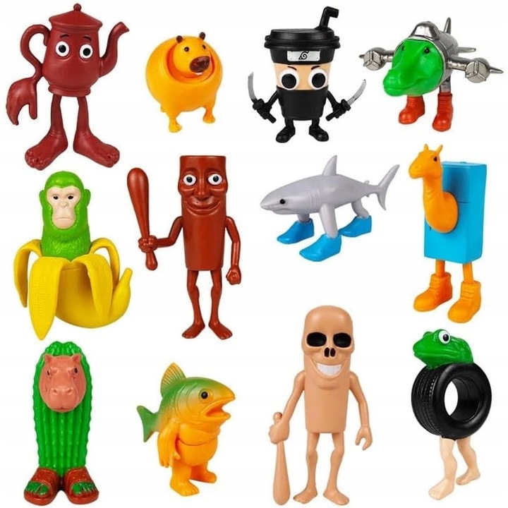 Фигурки AI Brainrot Animals, комплект 12 броя, 7-9 см, многоцветни