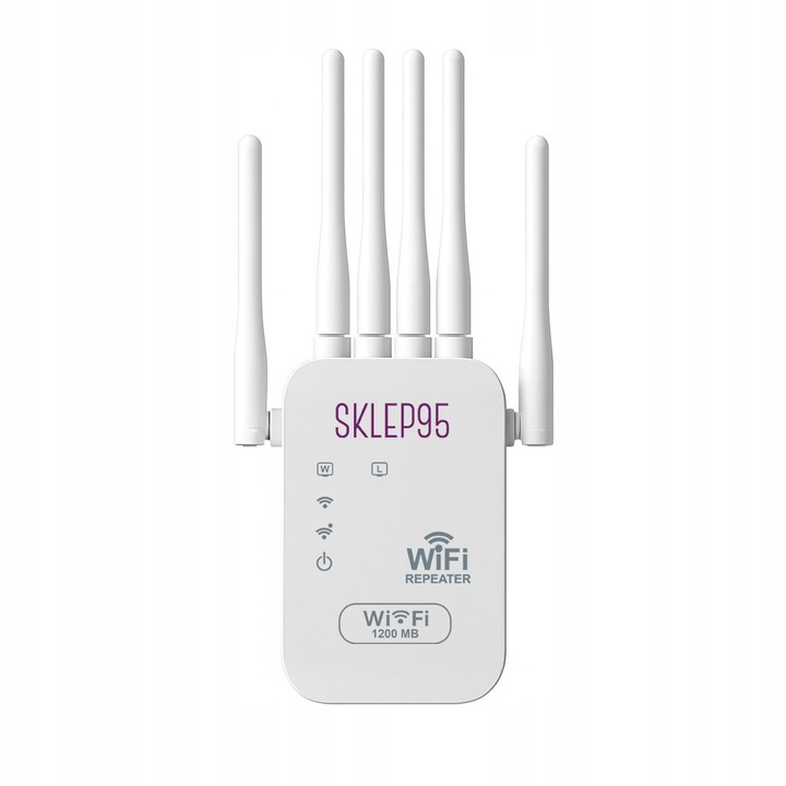 Amplificator semnal WiFi, 1200Mb/s, 6 antene, alb, dimensiuni 80x70x77mm, set cu cablu Ethernet