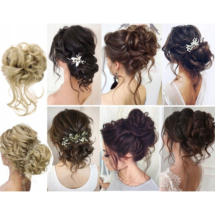 Coc clip pentru par, 25cm, blond 27/613, set de extensii sintetice