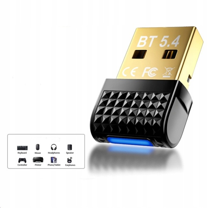 Adaptor Bluetooth 5.4 USB, wireless, 3 Mb/s, negru, 22x14x6mm
