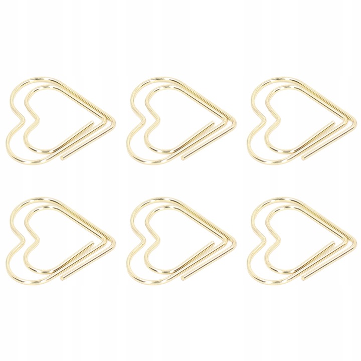 Set 100 agrafe hartie metalice in forma de inima, auriu